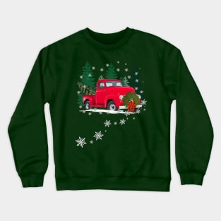 Christmas Vintage Red Truck in Snow Crewneck Sweatshirt